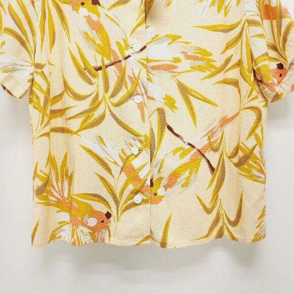 Rafaella Womens Short Sleeve Button-Down Shirt size M Linen-Blend Tropical Print - Picture 8 of 8